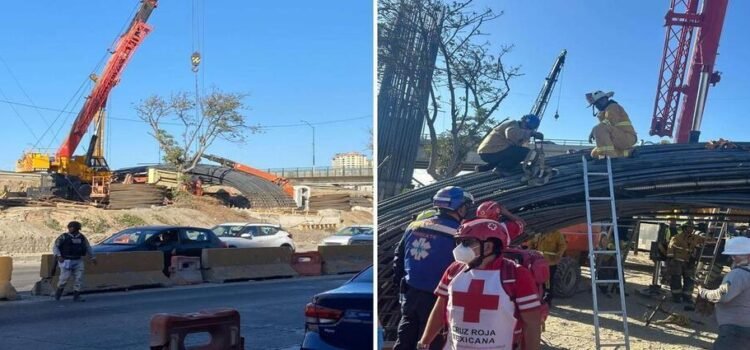 Rescatan a dos trabajadores tras colapso de estructura