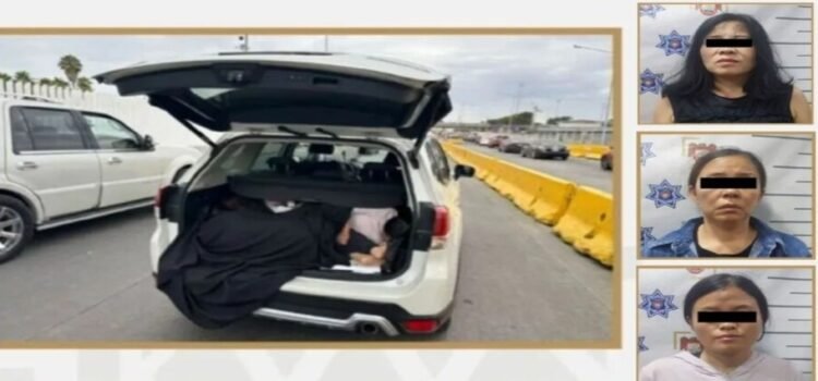 Detienen 3 mujeres chinas por intentar cruzar a Estados Unidos en una cajuela